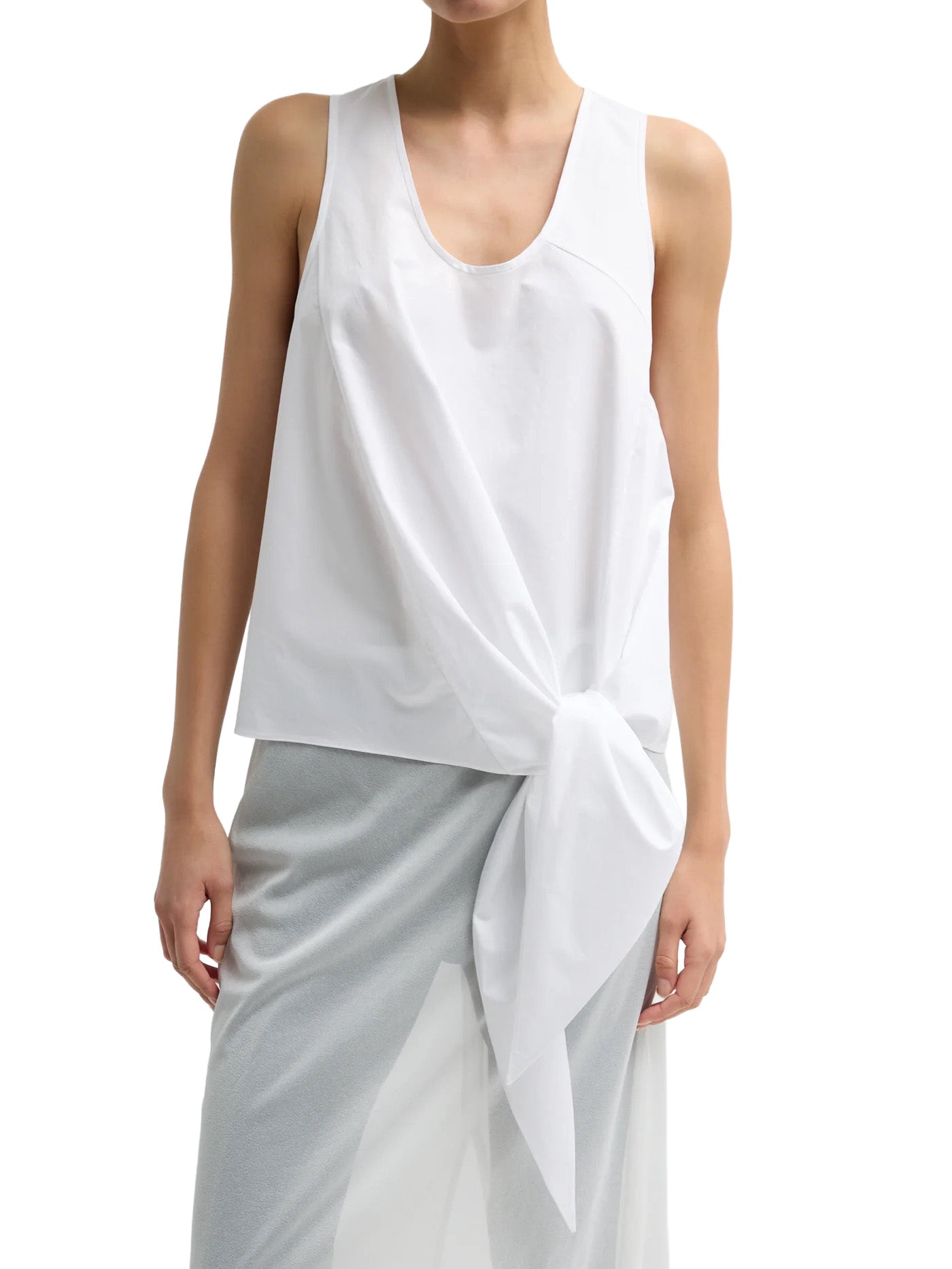 Eco Poplin Tie Front Top