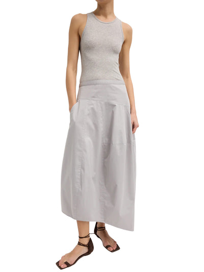 Garment Dyed Silky Cotton Asymmetrical Balloon Skirt