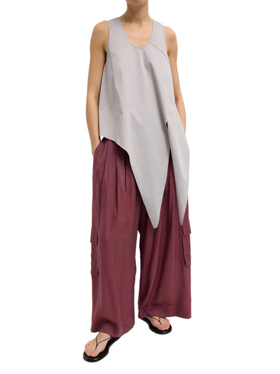 Garment Dyed Silky Cotton Tie Front Top
