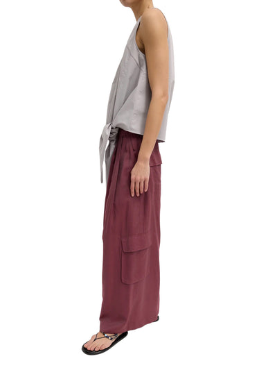 Garment Dyed Silky Cotton Tie Front Top