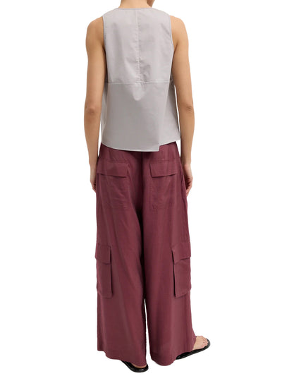 Garment Dyed Silky Cotton Tie Front Top