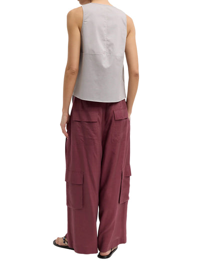 Garment Dyed Silky Cotton Tie Front Top