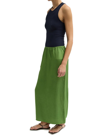 Summer Acetate Crinkle Maxi Slip Skirt