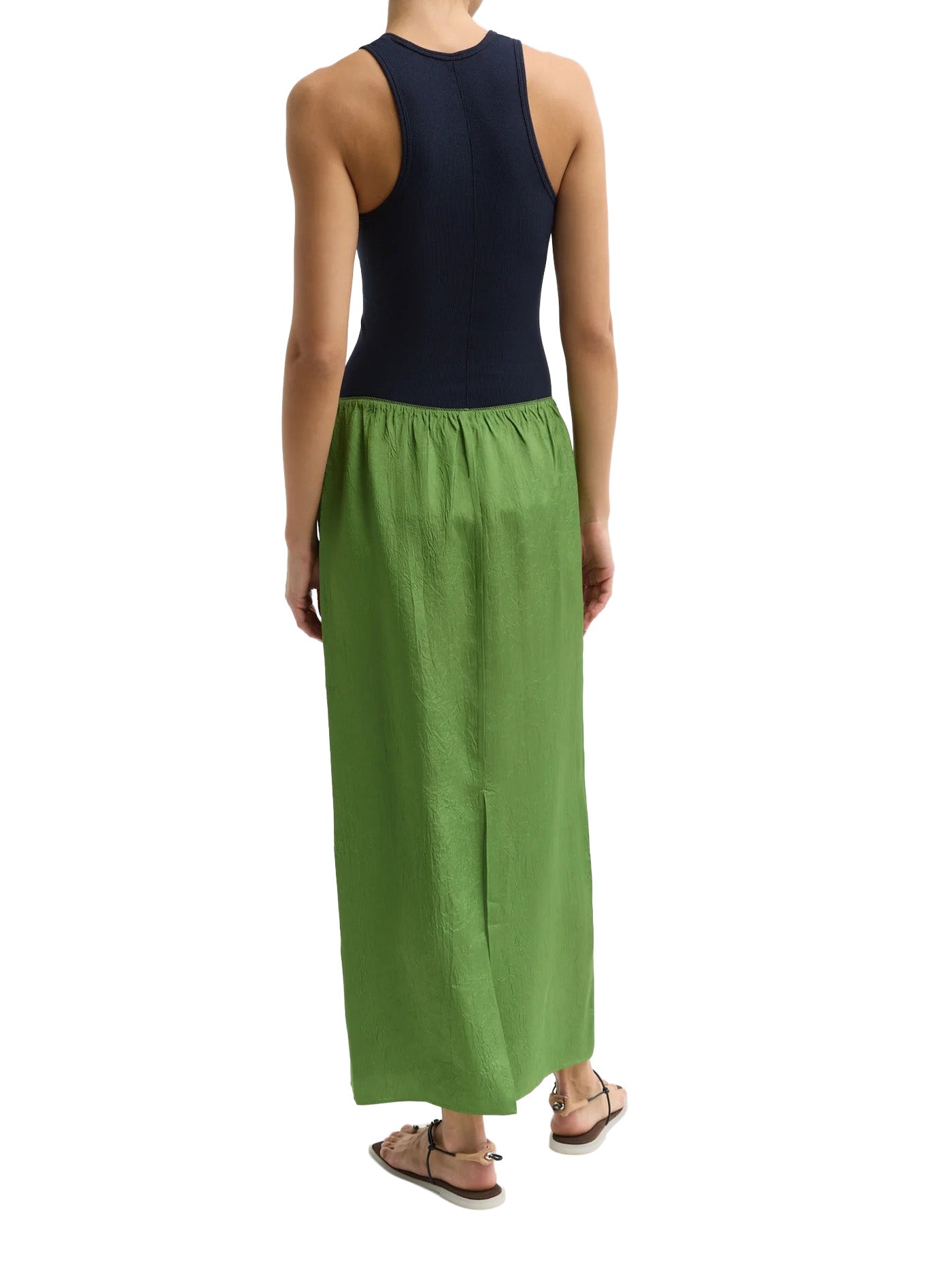 Summer Acetate Crinkle Maxi Slip Skirt