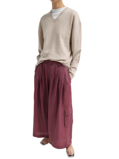 Silk Voile Cargo Triple Pleat Pant
