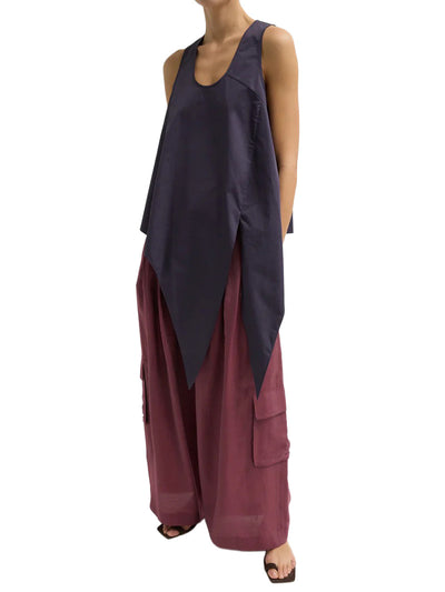 Silk Voile Cargo Triple Pleat Pant