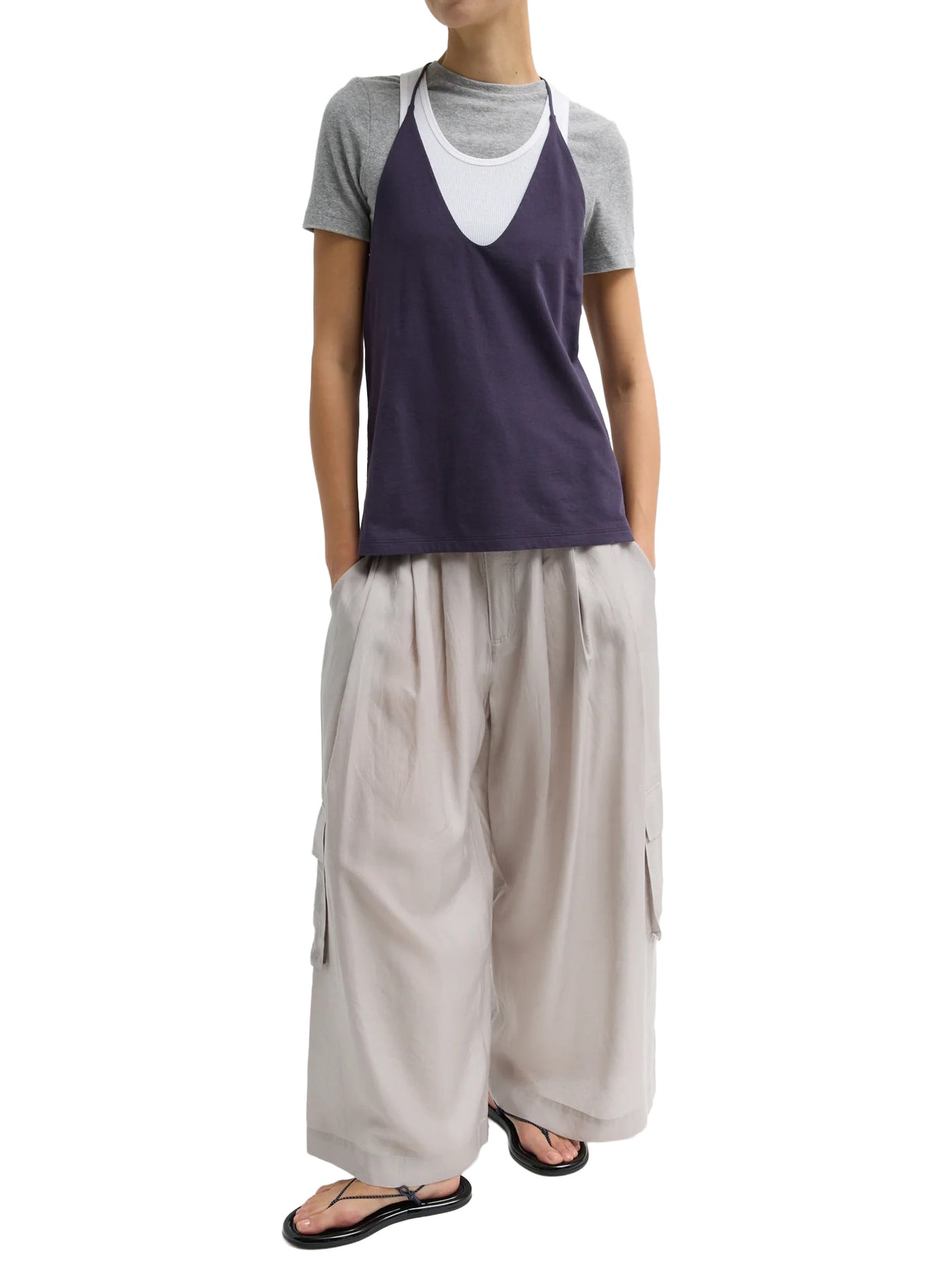 Silk Voile Cargo Triple Pleat Pant