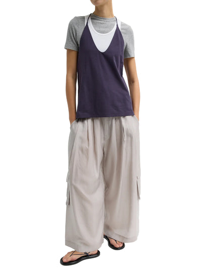 Silk Voile Cargo Triple Pleat Pant