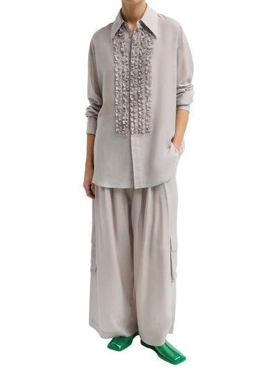 Silk Voile Easy Tuxedo Shirt