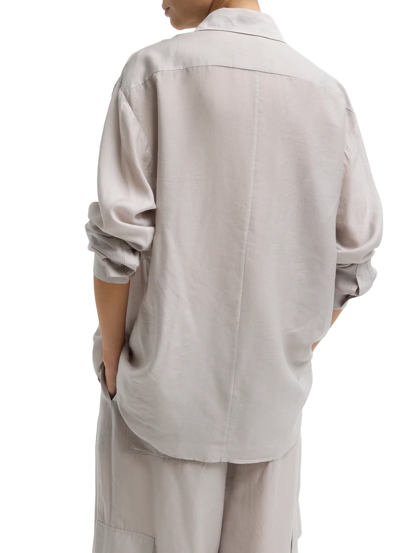 Silk Voile Easy Tuxedo Shirt