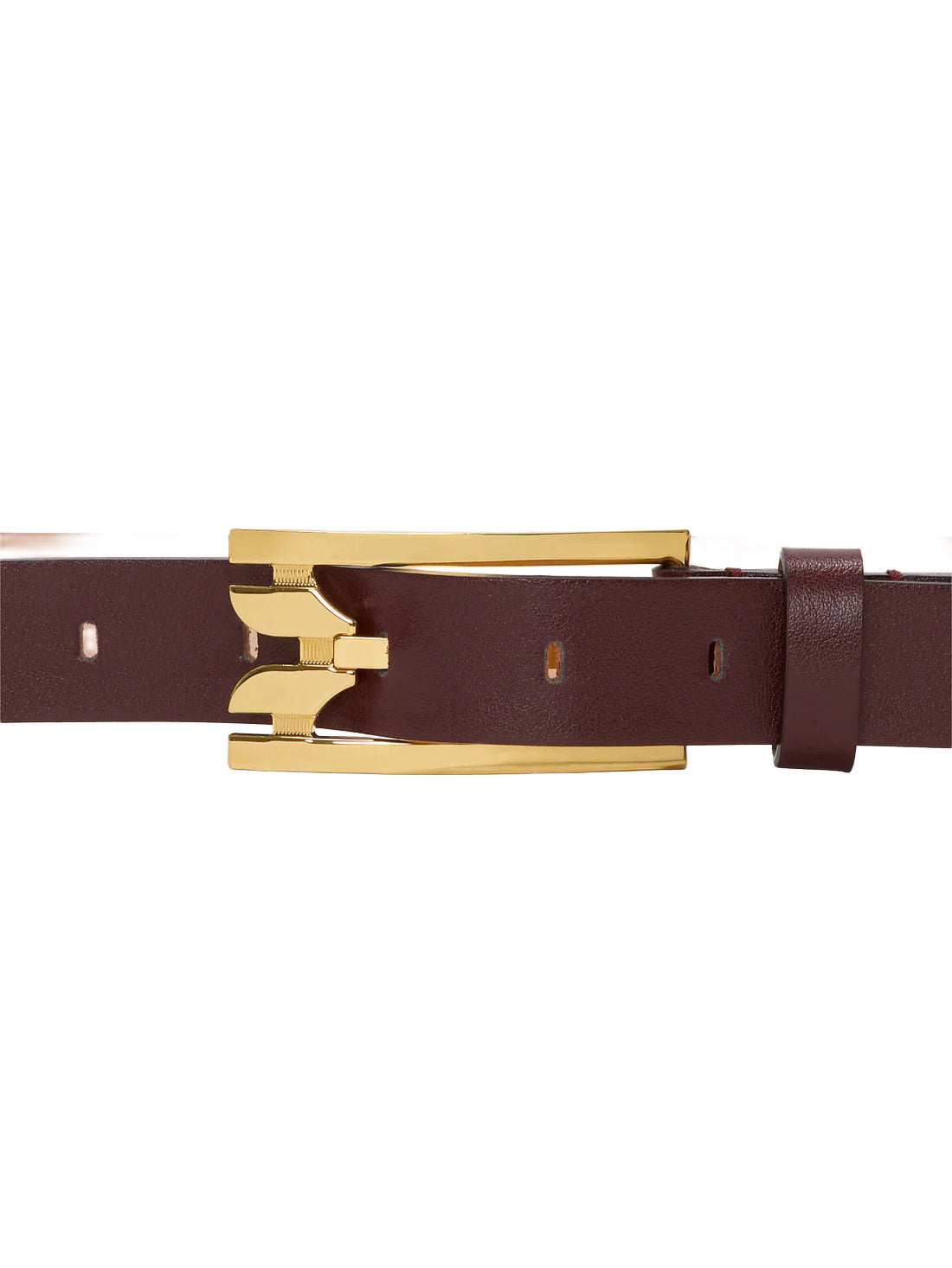 Pin-Buckle Belt In Burgundy Smooth Leather