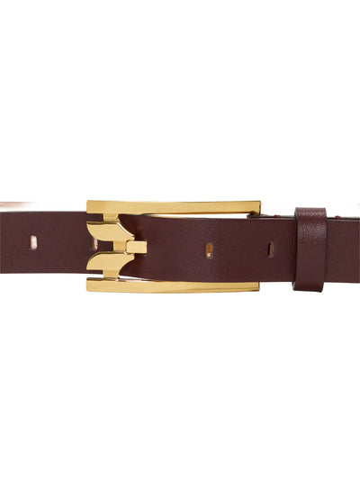Pin-Buckle Belt In Burgundy Smooth Leather