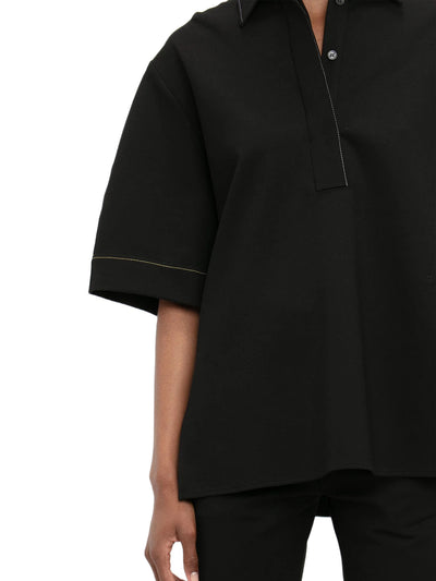 Pointed Collar Oversized Shirt In Black