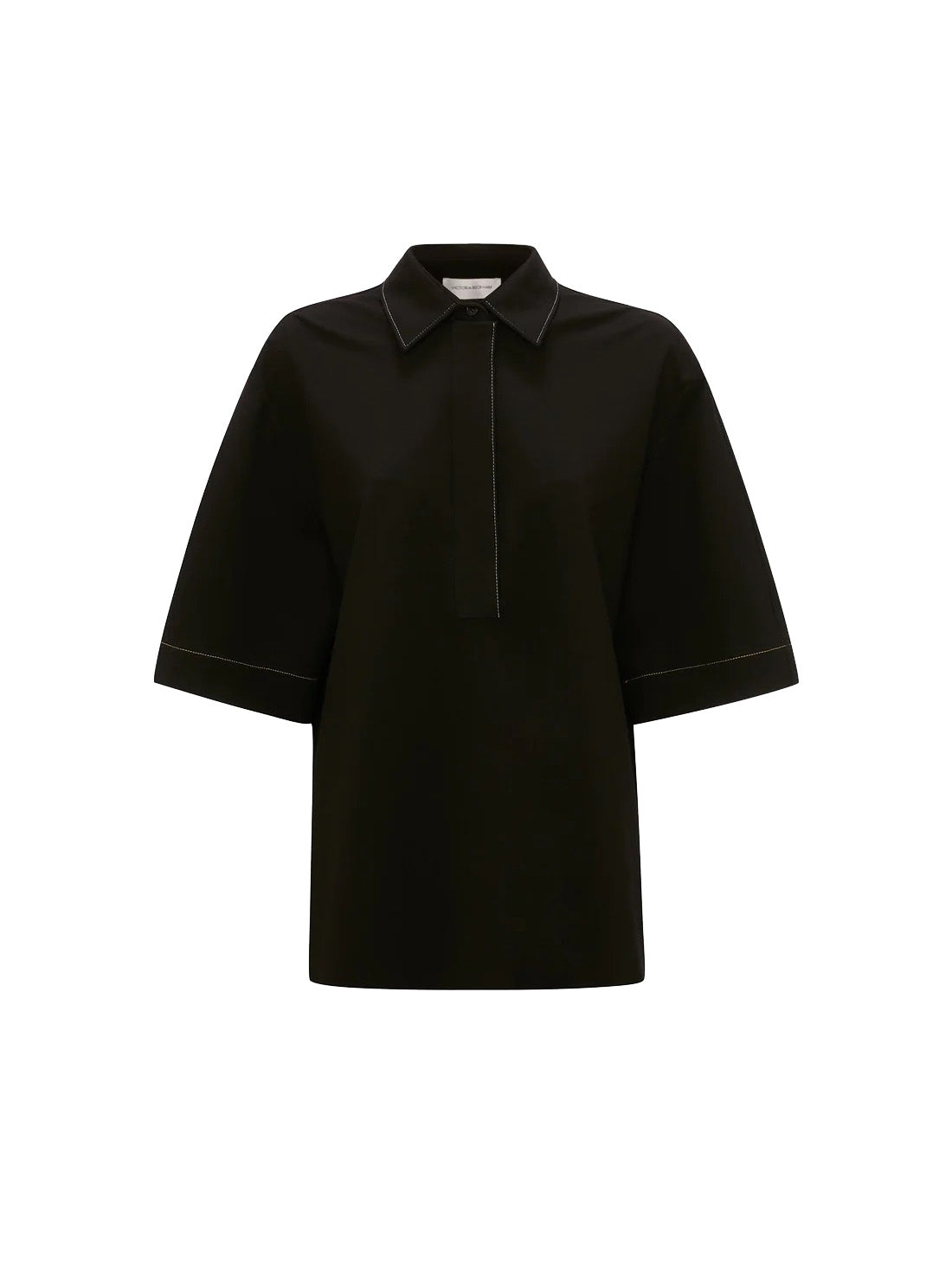 Pointed Collar Oversized Shirt In Black