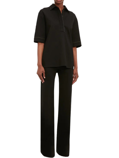 Pointed Collar Oversized Shirt In Black
