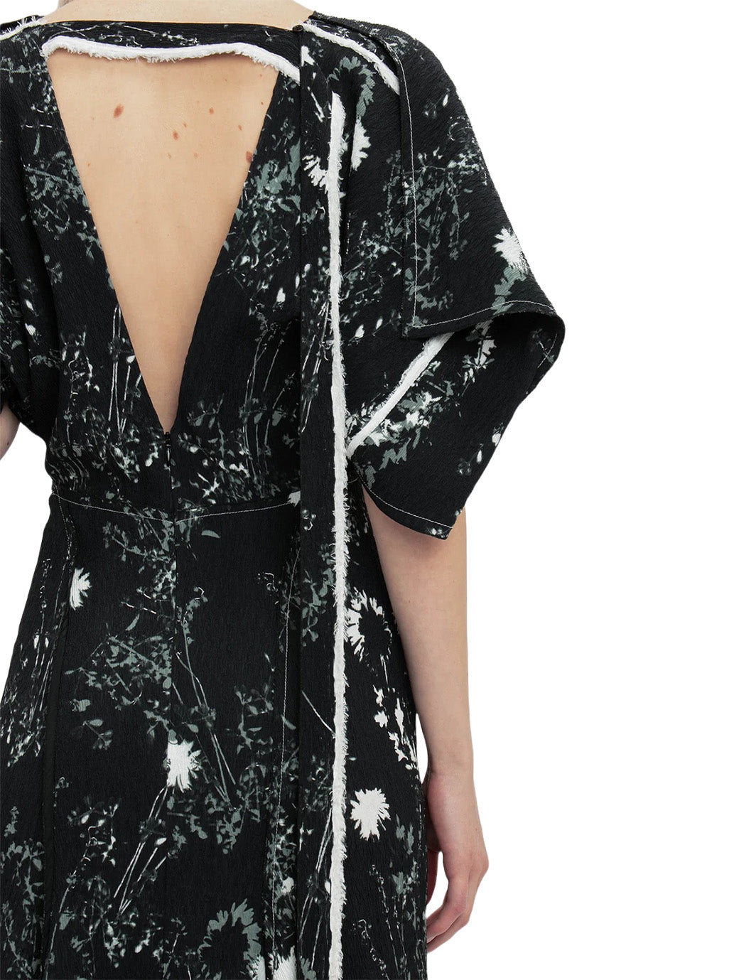 Kimono Sleeve Printed Dress In Black