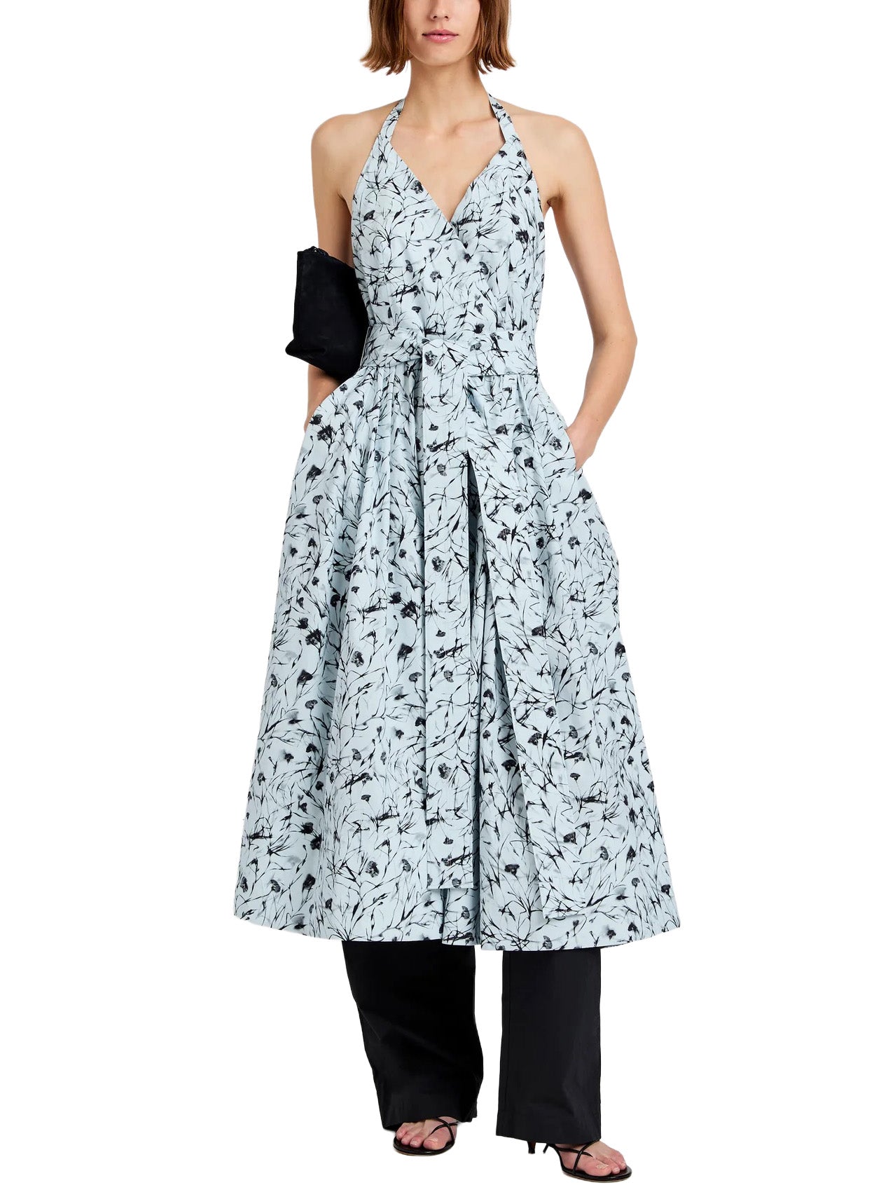 Ellison Dress in Frost & Black Printed Poplin