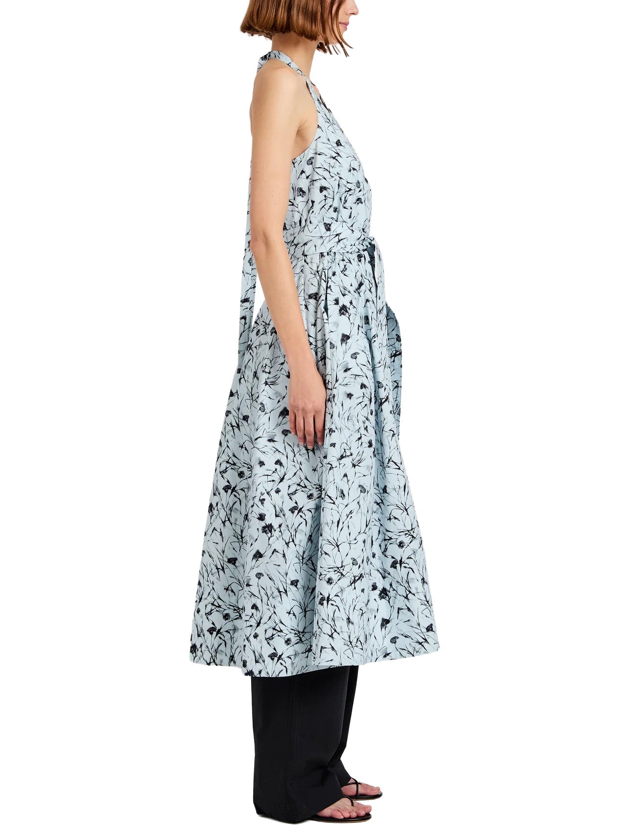Ellison Dress in Frost & Black Printed Poplin