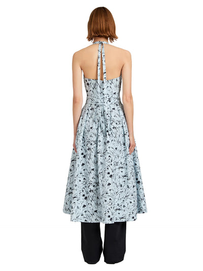 Ellison Dress in Frost & Black Printed Poplin