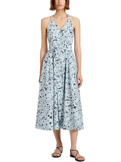Ellison Dress in Frost & Black Printed Poplin
