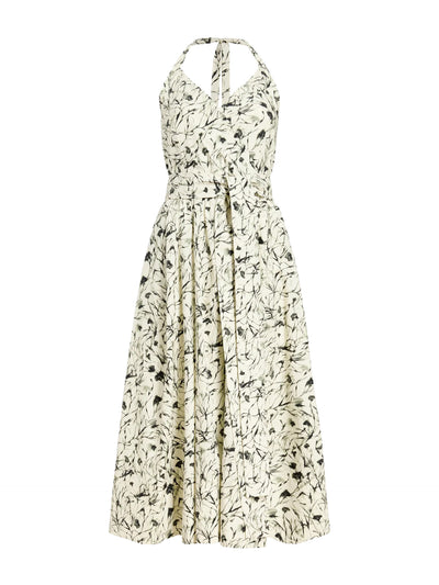 Ellison Dress in Light Butter & Black Printed Poplin