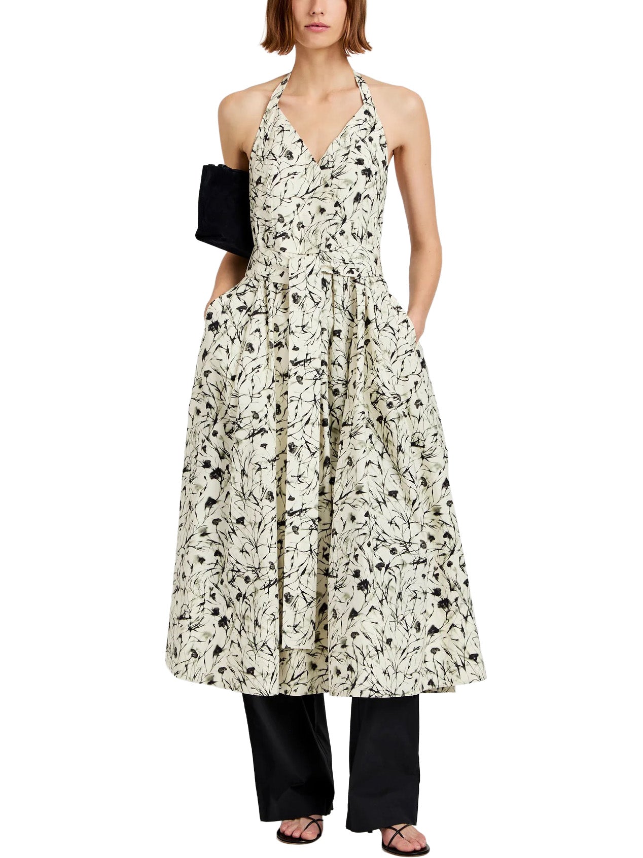Ellison Dress in Light Butter & Black Printed Poplin