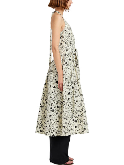 Ellison Dress in Light Butter & Black Printed Poplin