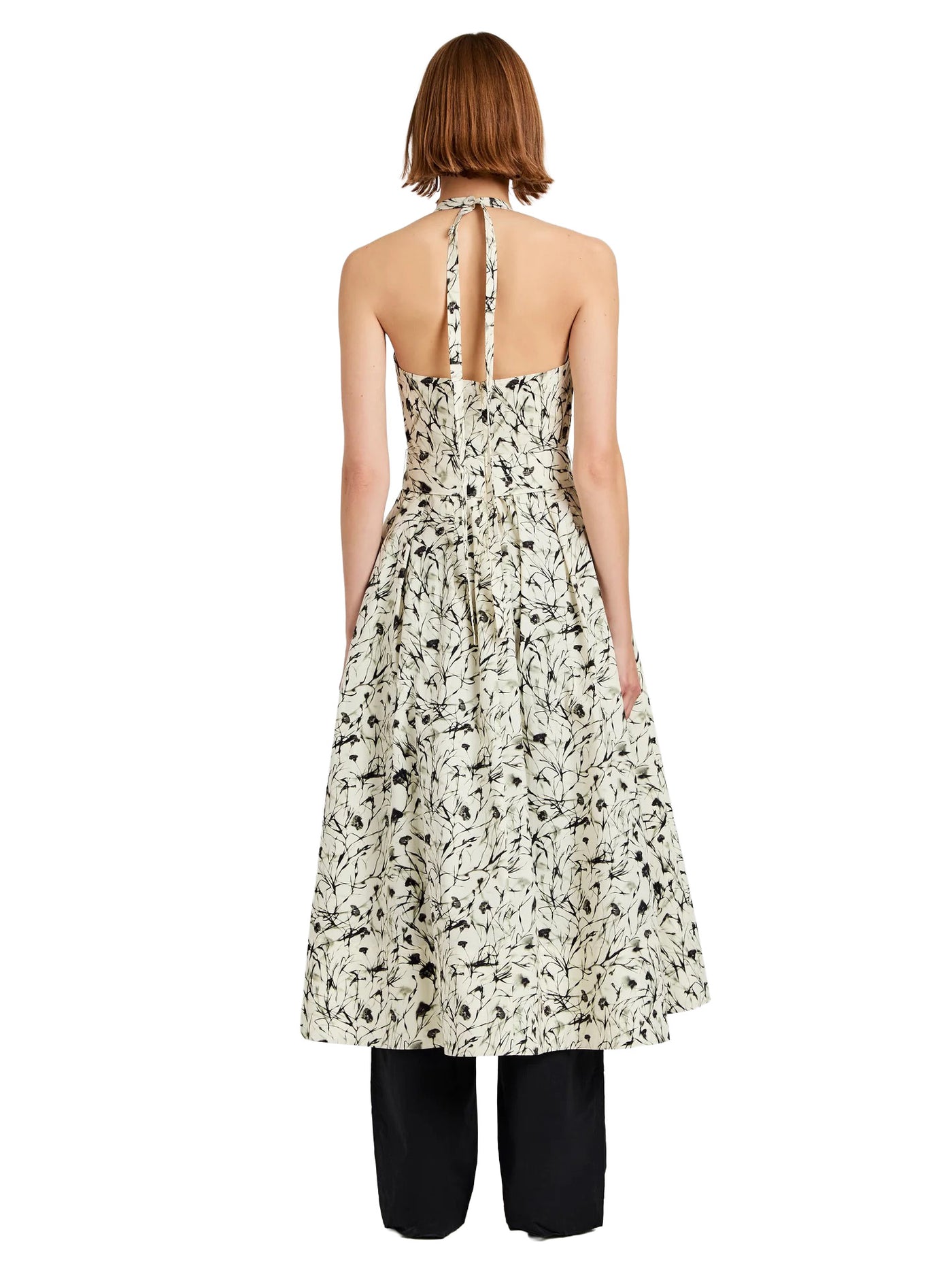 Ellison Dress in Light Butter & Black Printed Poplin