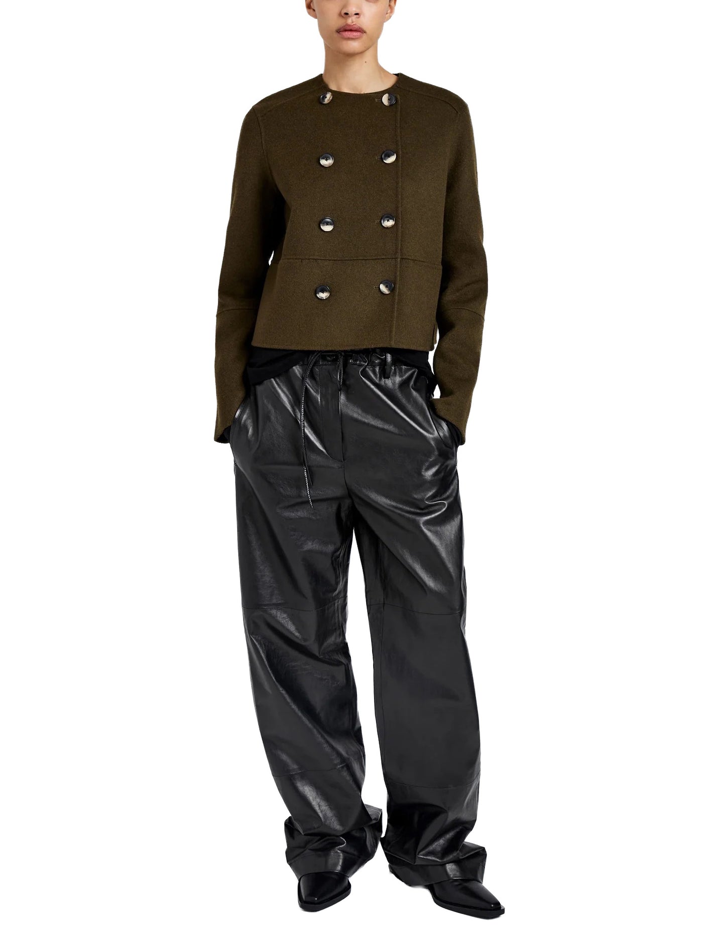 Courtney Jacket in Double Face Wool Fatigue