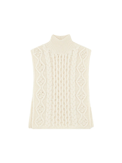 Liia Cable Knit Cape Sweater in Ivory