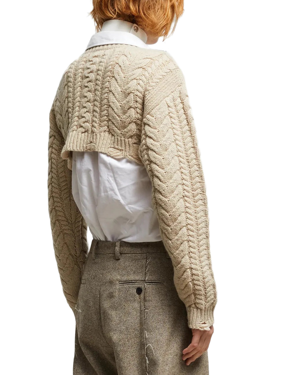 Cropped Cable Sweater in Oatmeal
