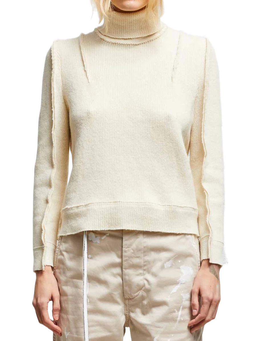 Flat Sleeve Turtleneck in Ecru