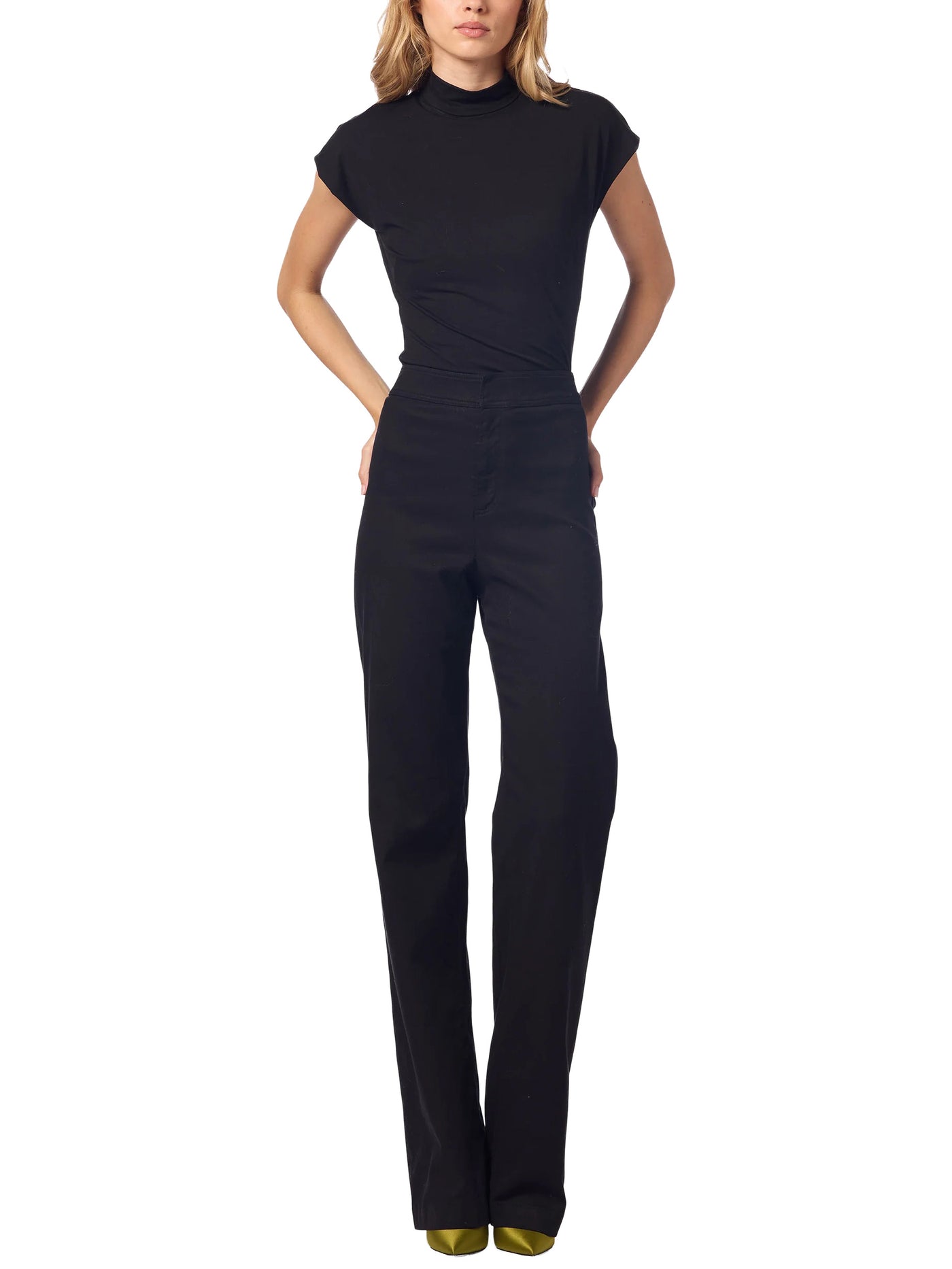 Cove Sandwashed Mock Neck Top in Black
