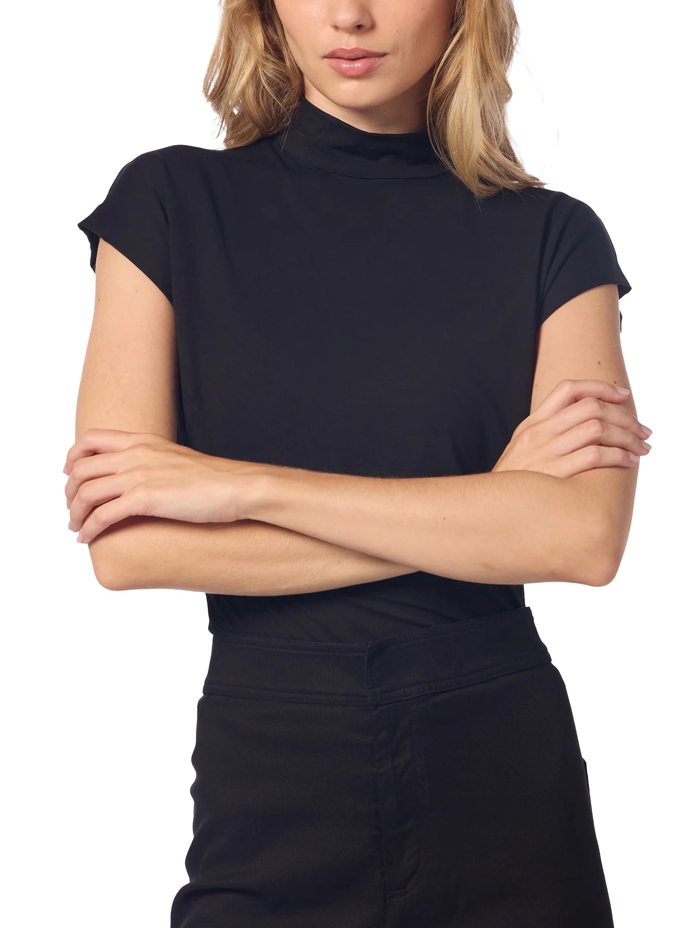 Cove Sandwashed Mock Neck Top in Black
