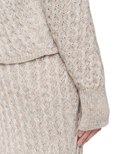Fuzzy Cable Knit High Neck Jumper