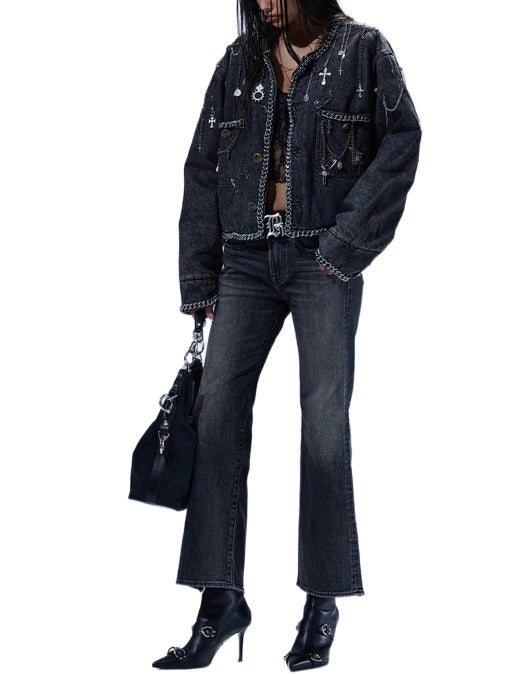 Joan Kick Flare Jean in Kennet Black Stretch