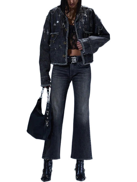 Joan Kick Flare Jean in Kennet Black Stretch