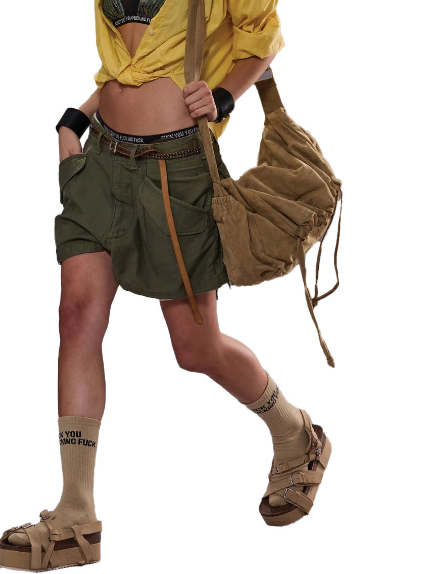 Marianne Cargo Short in Olive Sateen | R13 – pamela robbins