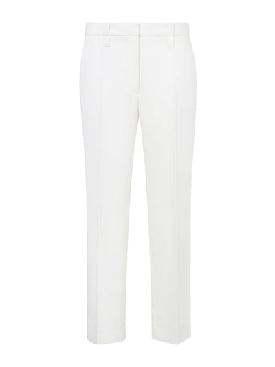 Viscose Suiting Crop Flare Pants in Off White