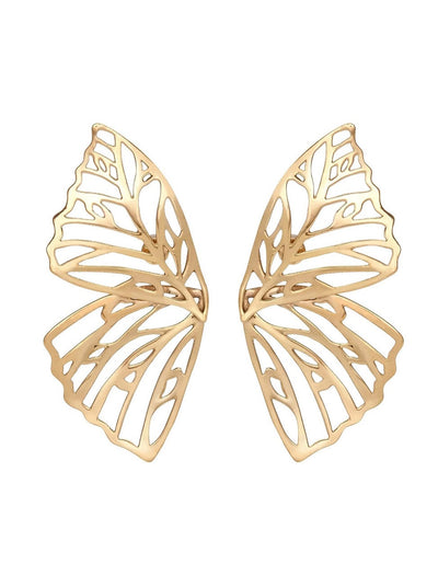 Large Butterfly Earrings in 10k Yellow Gold Plated Brass