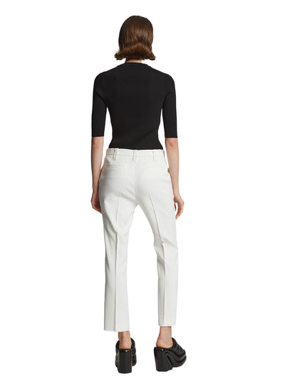 Viscose Suiting Crop Flare Pants in Off White